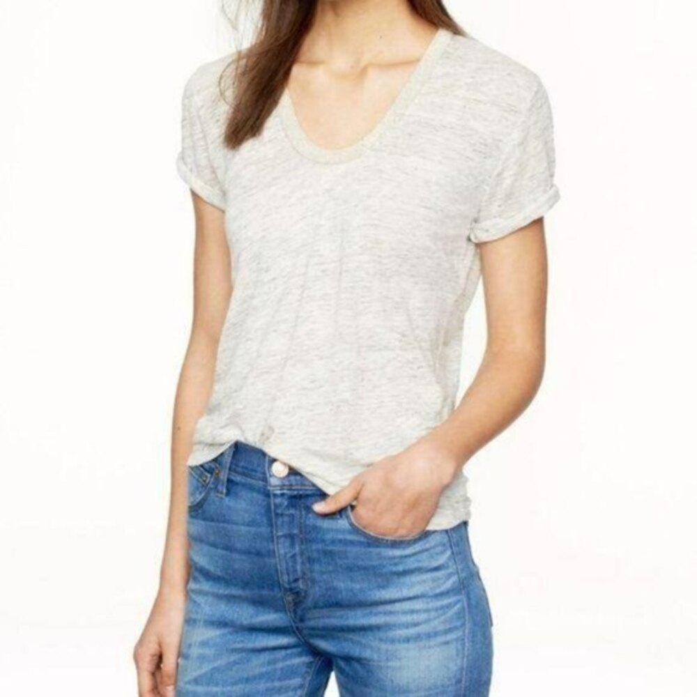 J. Crew Metallic Trim Scoop Neck T-Shirt XXS